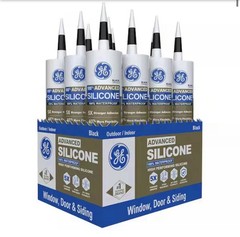 Case Of GE Advanced 10.1 Oz Black Exterior/Interior Silicone Sealant