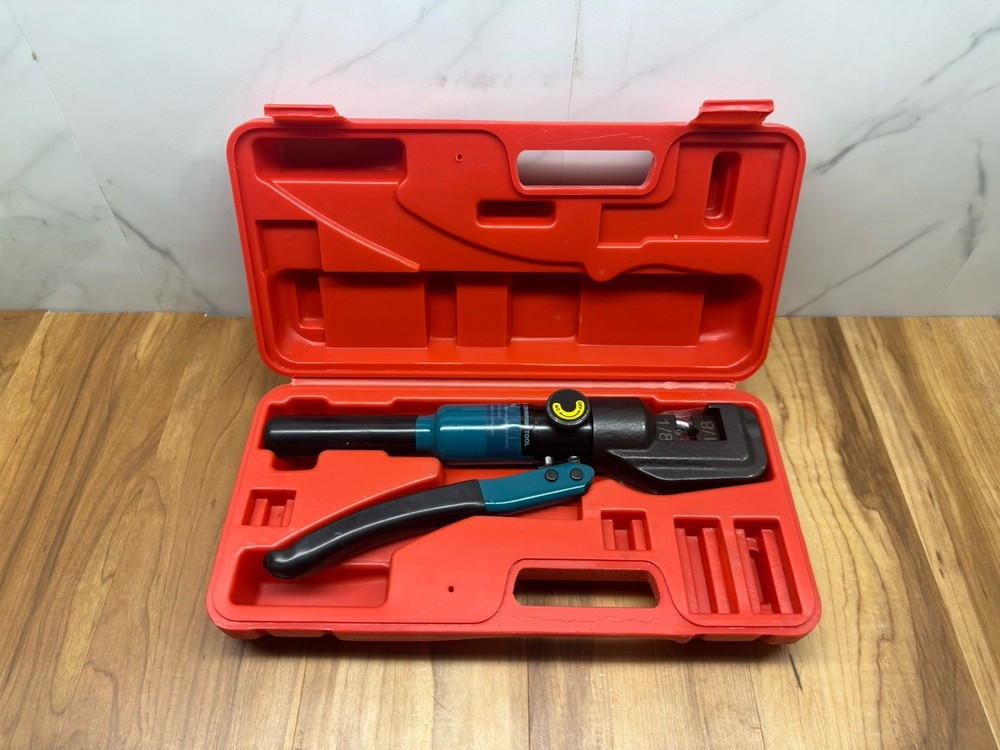Muzata Hydraulic Hand Crimper Tool for Cable With Hard Side Carry Case 1/8”