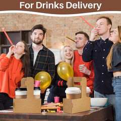 MAQIHAN 2 Cup Drink Carrier with Handle – 12Pcs Disposable Paper Cardboard Coffe