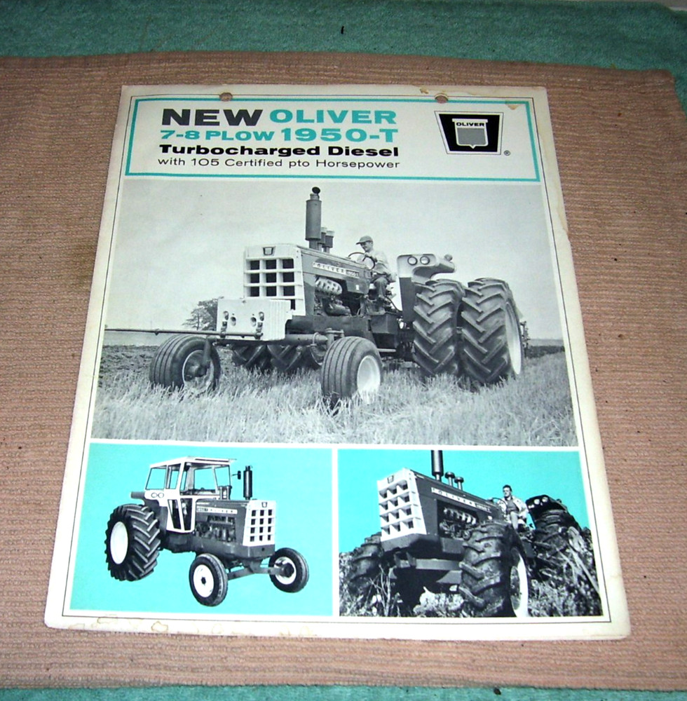 1967 Oliver 7 8 Plow 1950-T Tractor PTO 6 Cylinder Engine Brochure Specs 1950T