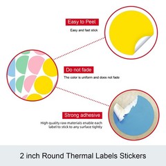 2″ 4500 Labels 6-Color Assorted Circle Direct Thermal Stickers Label Rolls Bu…