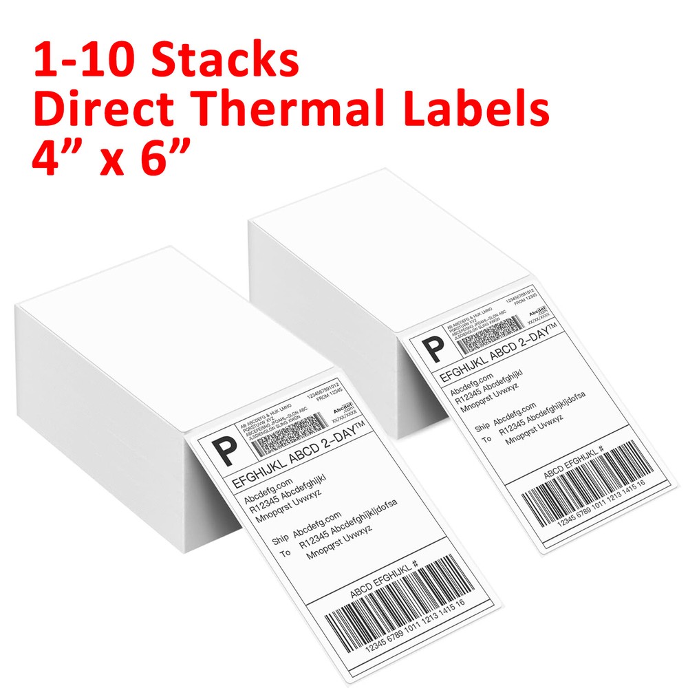 100-5000 4″x6″ Fanfold Direct Thermal Shipping Labels for Zebra & Rollo Printer