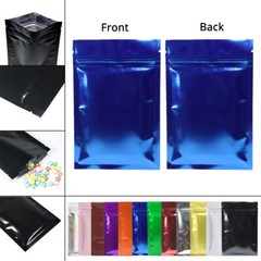 Metallic Mylar Foil Resealable Zipper Seal Food Storage Bags in Variety Colors