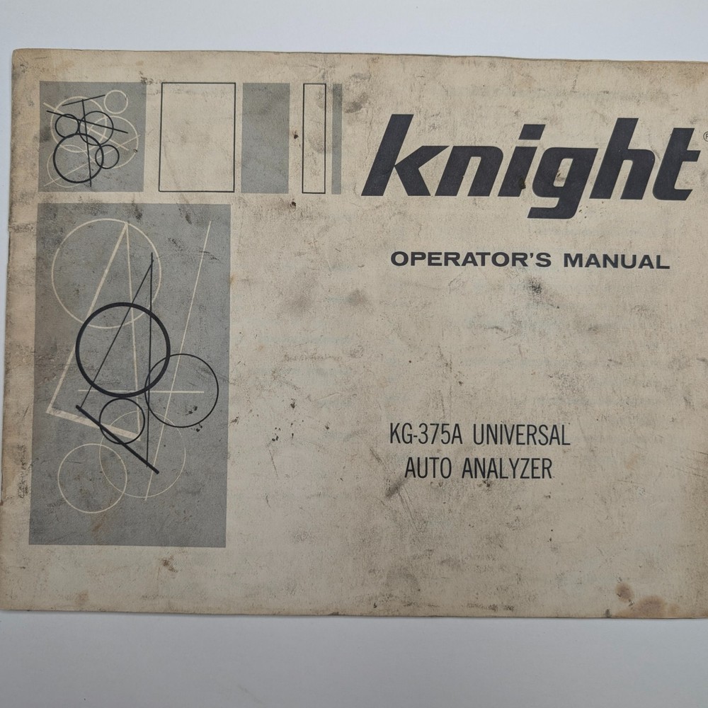 Vtg 1967 Knight KG-375A Universal Auto Analyzer Operator’s Manual Guide Book