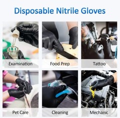 Schneider Black Nitrile Gloves 4 Mil Latex & Powder Free