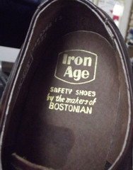 Iron Age Safety Shoes Mens9M Brown Leather Wingtip Steel Toe Oil Proof Bostonian