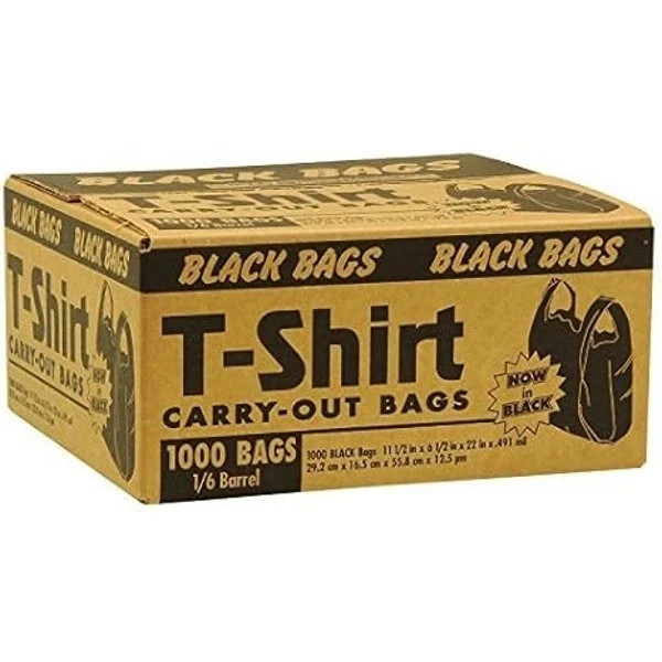 Black T-Shirt Carryout Bags (200 ct.) by Poly-America