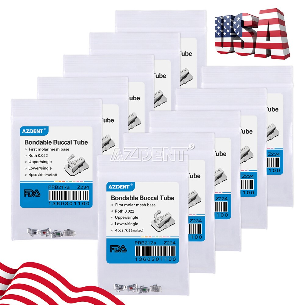 AZDENT Dental Ortho Brackets Buccal Tube 1st Molar Bondable Non-Convertible