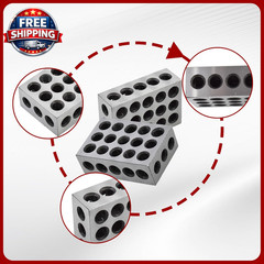 1 X 2 X 3 Inch Blocks Matched Pair Hardened Steel 23 Holes Precision Machinist