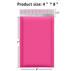 #000 4×8 (4×7) Poly Bubble Mailer Padded Envelope Shipping Bag Premium Hot Pink