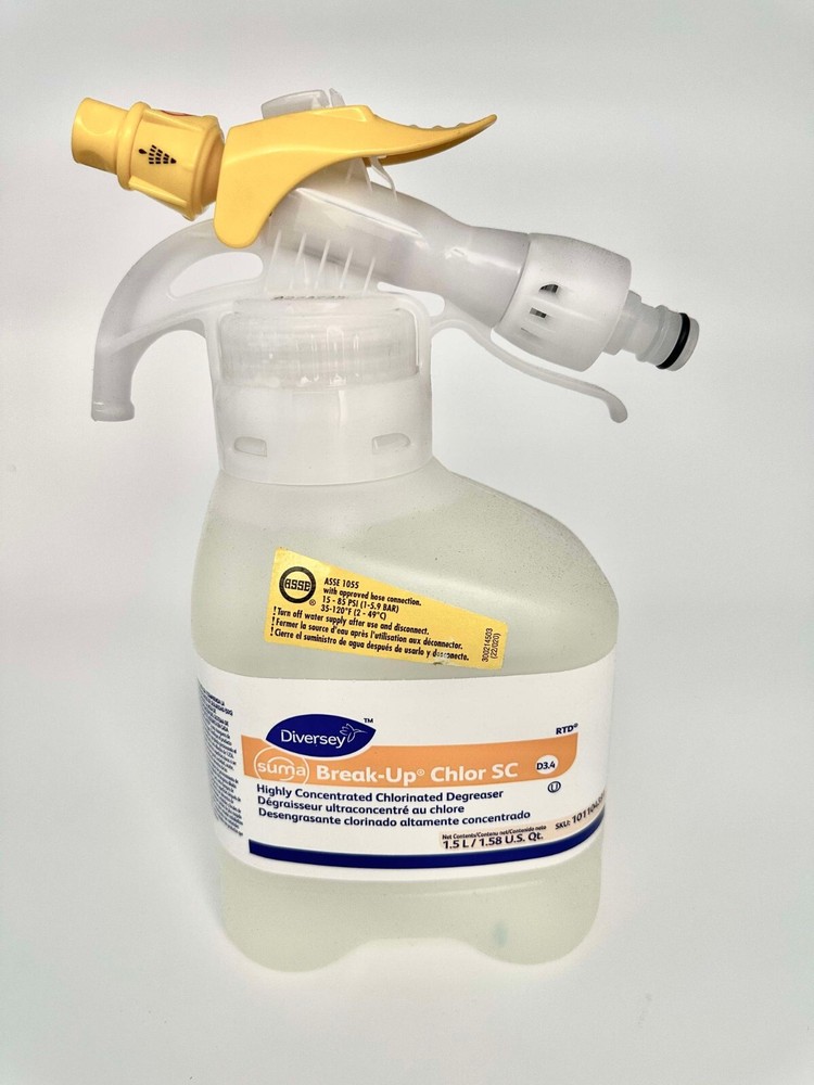 DIVERSEY Degreaser: Suma, D3.4, Fits RTD Spray Dispenser Series, 1.5 L, Chlorine