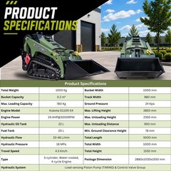 TYPHON STOMP V1000 1.5Ton Skid Steer Loader Kubota D1105 w Grapple and Bucket