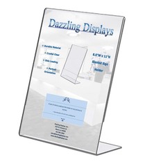 Dazzling Displays Clear Acrylic Slanted Sign Holder 8.5 x 11 – clear