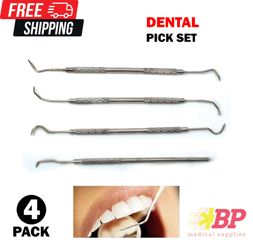 Dental Pick Set 4 PCS – Stainless Steel Dental Tools Kit Teeth Cleaning Tool