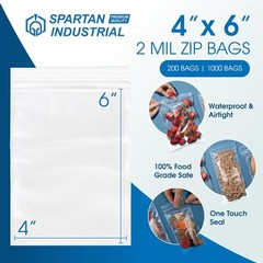 4” X 6” 1000 Count 2 Mil Clear Reclosable Zip Plastic Poly Bags with Resealab…