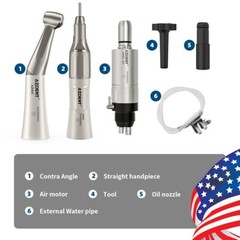 AZDENT Dental Slow Low Speed Handpiece Straight Contra Angle Air Motor 4/2Holes