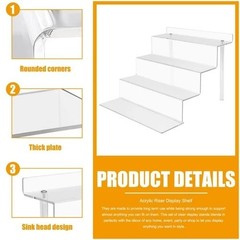2 Sets 4 Tier 9” Acrylic Riser Display Shelf Clear Risers for Display,Clear Perf