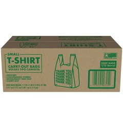 2 PACKS- Small T-Shirt Carry-Out Bags, 7″ x 5″ x 15″ (2000 ct.)