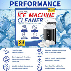 Ice Machine Cleaner Maker and Descaler – 24 Ice Maker Cleaner Tablets Compatible