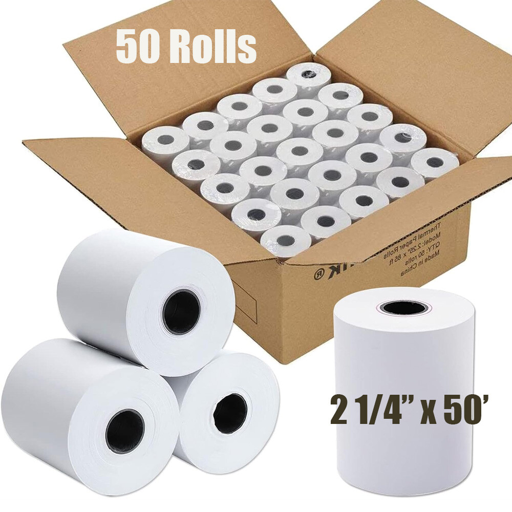 2 1/4″ x 50′ Thermal Receipt Paper 50 Rolls Cash Register POS Credit Card Tape