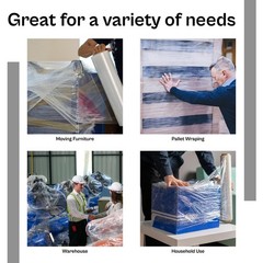 18″ x 1000′ 4 Rolls (120 Gauge) Blown Hand Stretch Film Shrink Wrap – Clear