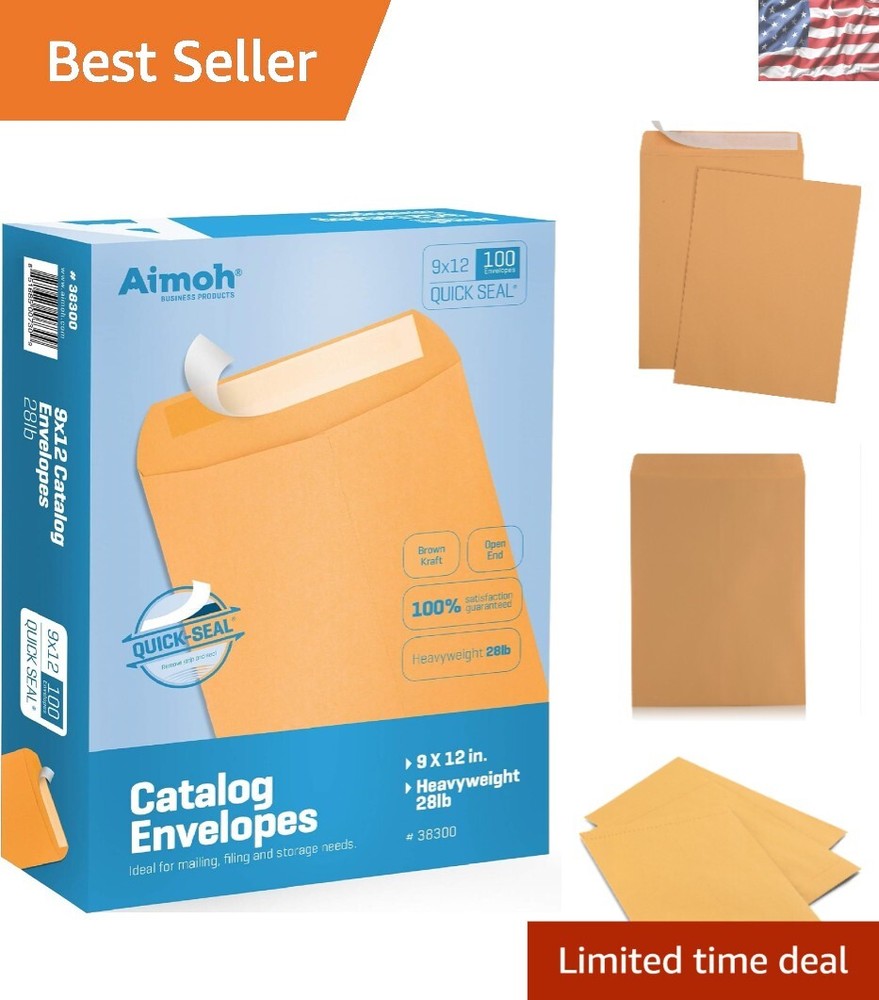 Durable 9×12 Self-Adhesive Kraft Envelopes for Business & Promotion – 100 Ct