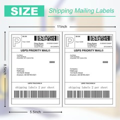 50-1000 Premium 8.5″ X 5.5″ Half Sheet Shipping Labels Self Adhesive 2 Per Sheet
