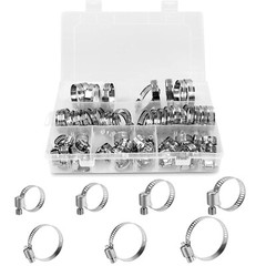 130pcs Adjustable Hose Clamps Worm Gear Stainless Steel Clamp Assortment 7 Sizes