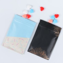100pcs Double Sided Matte Design Metallic Mylar Foil Resealable Smell Proof Bags