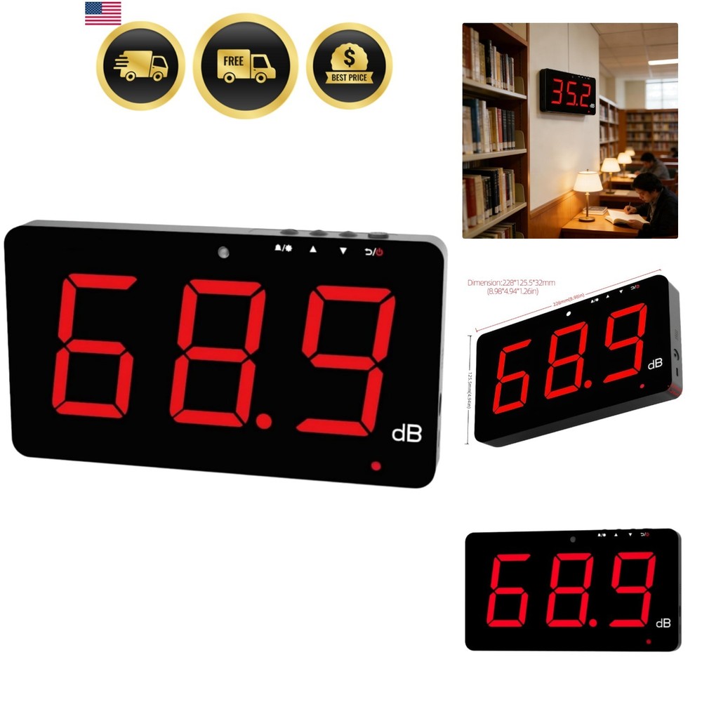 SW-525A Sound Level Meter Tester 30-130db Large Screen Red LCD Display Wall H…