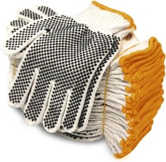 EvridWear Cotton Polyester String Knit Work Gloves With Two Side Dots, 12 Pairs