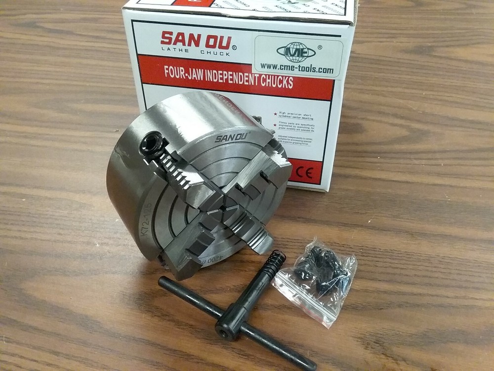 5″ 4-JAW LATHE CHUCK w independent jaws 4 rear mounting Holes #0504F0 K72 125