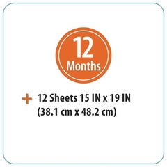 Large 15×19 Inch Undated Monthly Calendar Rainbow Color Design Wall Planner