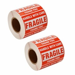 1000 Fragile Stickers 2×3 Handle with Care Thank You 500 / Roll Warning Labels
