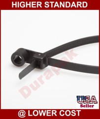 1000 pieces 11″ Black Mountable Head Cable Tie 50 Lbs Nylon Secure Fastening