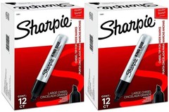 Sharpie 15001 Box of 12 Sharpie King Size Chisel Tip Permanent Markers – 2 boxes