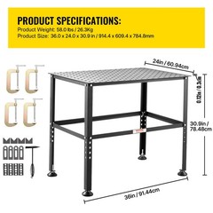 VEVOR Welding Table 36″x24″ 800LBS Welding Table with Multiple Fixture Holes