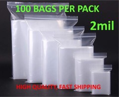 Clear Reclosable Zip Seal Lock Top Bags Plastic 2 Mil Jewelry Small Large Baggie
