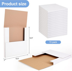 15 Sets Vinyl Record Mailers, 12.5″ X 12.5″ X 1″ LP Shipping Mailer Boxes, White