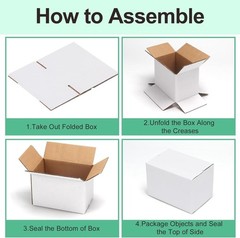 6x4x4 Sturdy Shipping Boxes – 50 Pack White Corrugated Boxes for Small Business