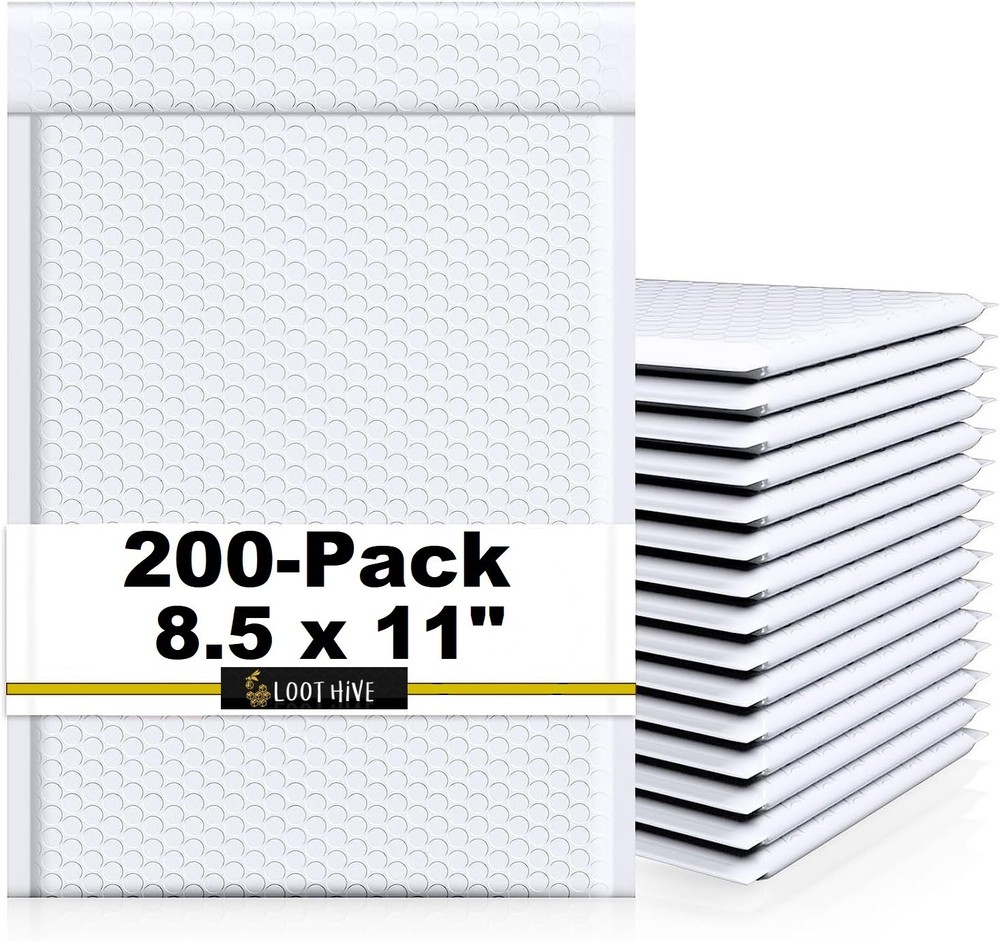 200-Pack WHITE 8.5 x 11″ Padded POLY BUBBLE MAILER Bag shipping #2 mail envelope