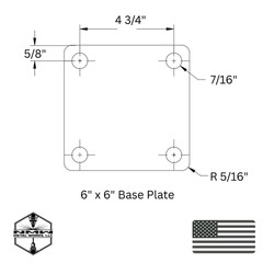 A36 Steel Square Base Plates w/ 4 Holes – Multiple Sizes – Made in USA
