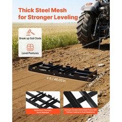Uimoso Tow-Behind Drag Harrow 48 x 20 in for ATVs, UTVs, and Tractors