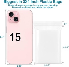 100-Pack 3″x4″ Clear Resealable Plastic Bags, 2 Mil Zip Lock for Storage