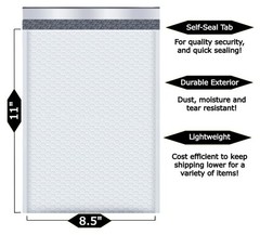 200-Pack WHITE 8.5 x 11″ Padded POLY BUBBLE MAILER Bag shipping #2 mail envelope