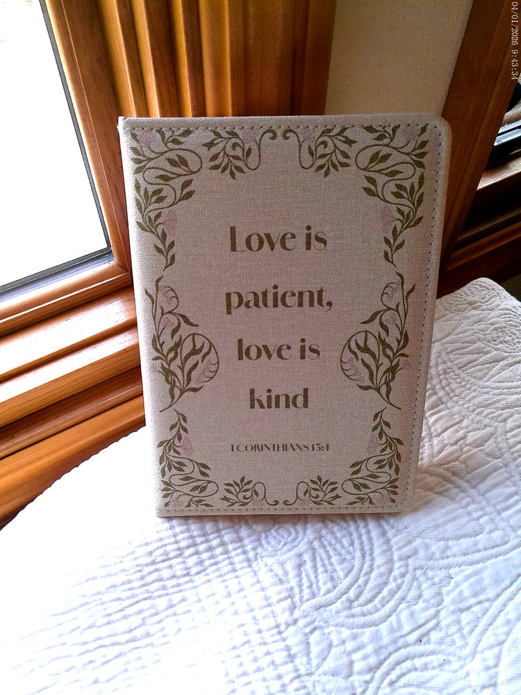 ONE DESIGN HOME PADDED LINED JOURNAL LOVE IS PATIENT LOVE IS KIND 6″ X 8″ X 1″