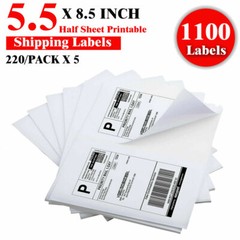 1100 Premium 8.5×5.5 Square Corner Shipping Labels Half Sheet Self Adhesive US