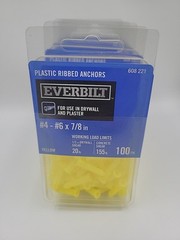 Everbilt Plastic Ribbed Anchors #4-#6 x 7/8 in For Drywall & Plaster 5 – 100 pk