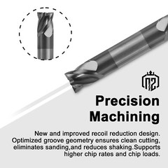2PCS 4 Flute 1/2″ x 5/8″ x 3″ Solid Carbide End Mill – Double End – AlTiN Coated
