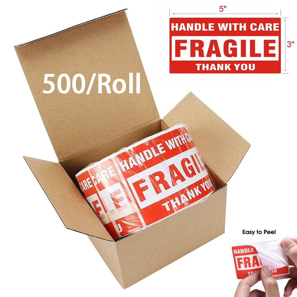3″x5″ Fragile Handle with Care Thank You Shipping Labels Stickers 500 Per Roll